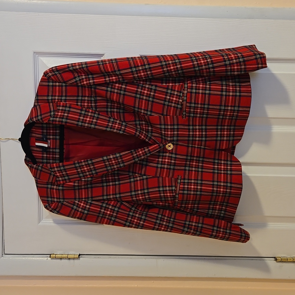 Tommy Hilfiger red plaid blazer NWOT